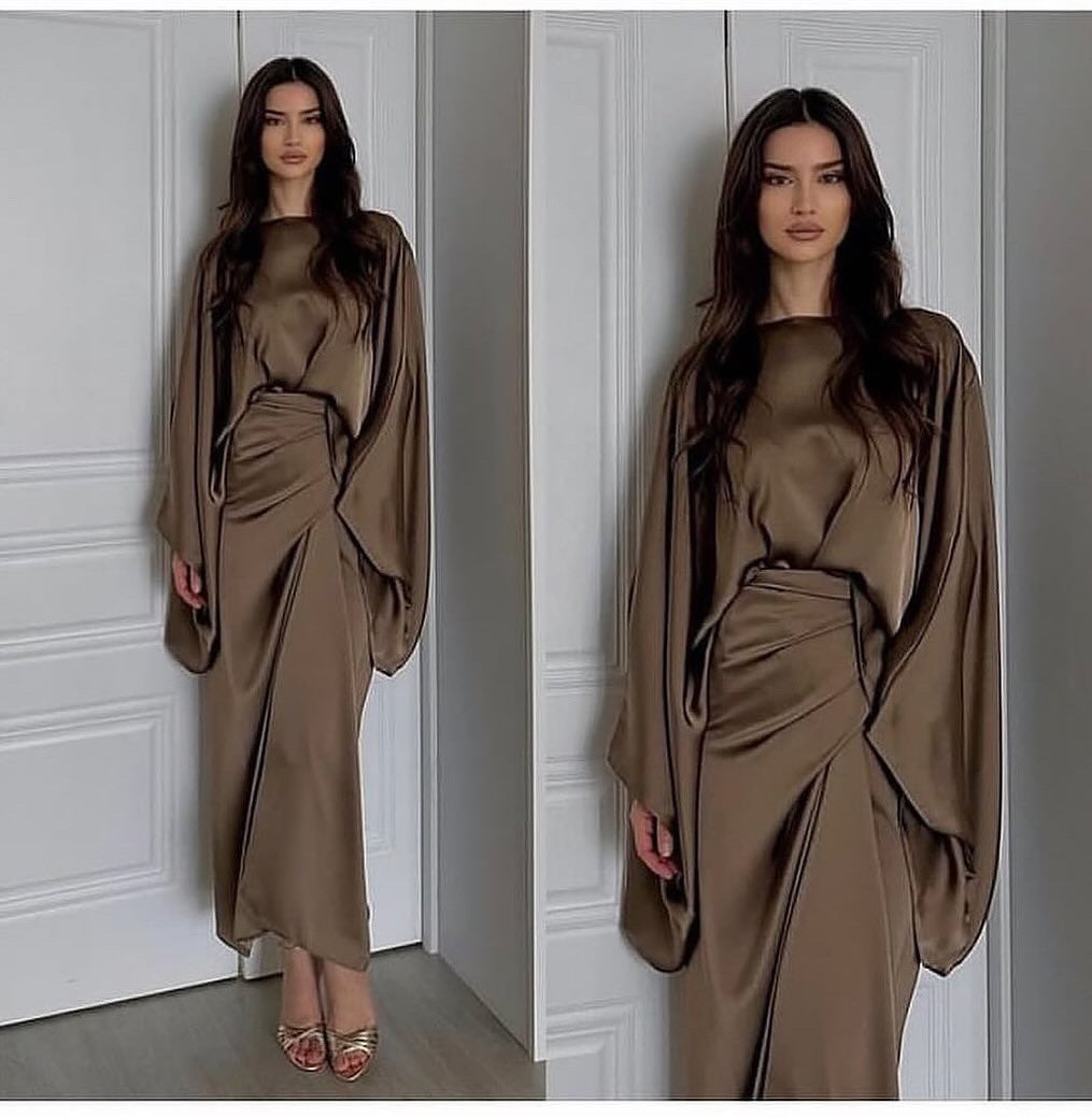 Satin Wrap around Dress by LabelbyLeena