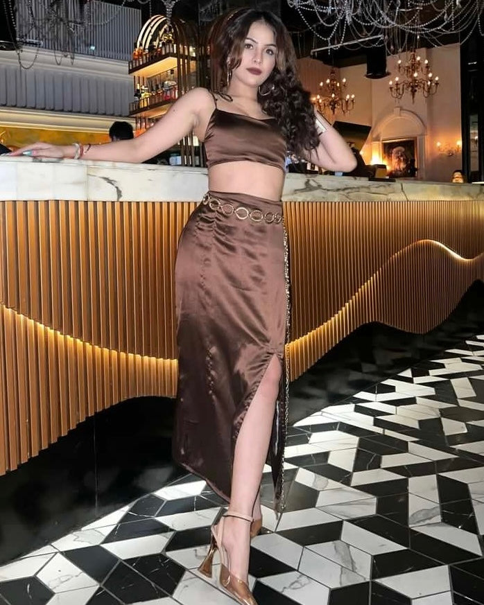 Crop Top with Side Slot Skirt by LabelbyLeena