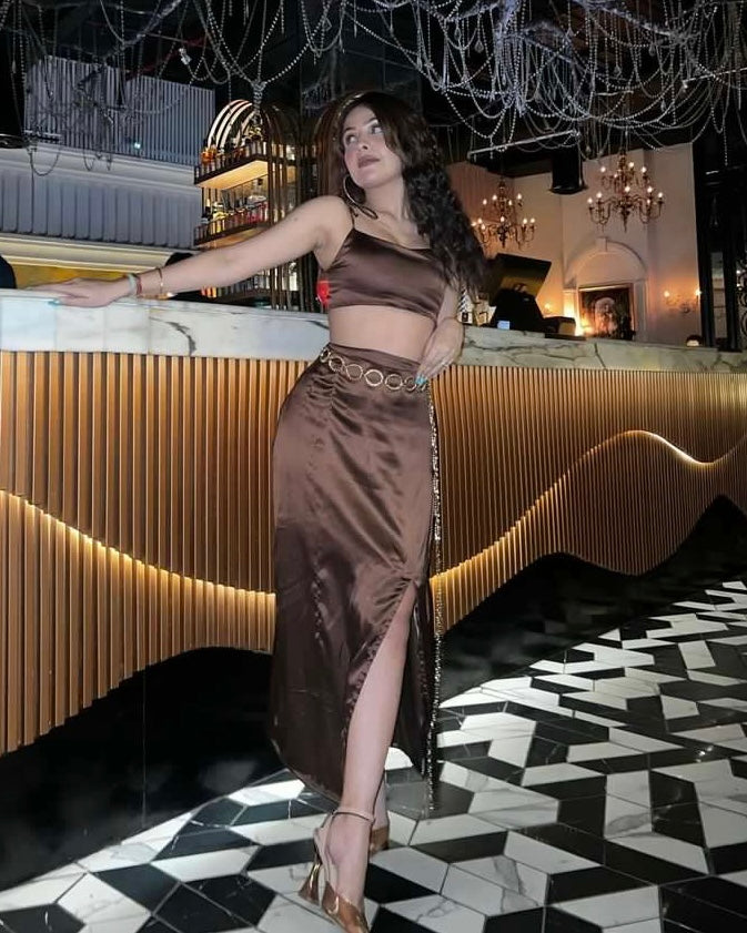 Crop Top with Side Slot Skirt by LabelbyLeena