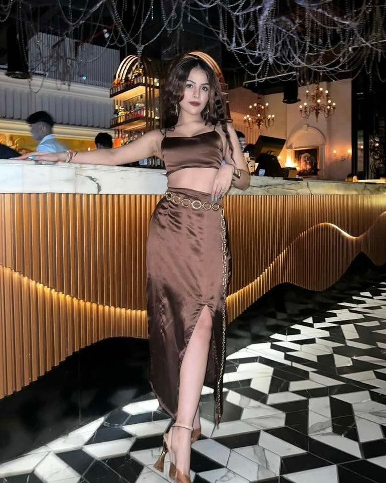Crop Top with Side Slot Skirt by LabelbyLeena