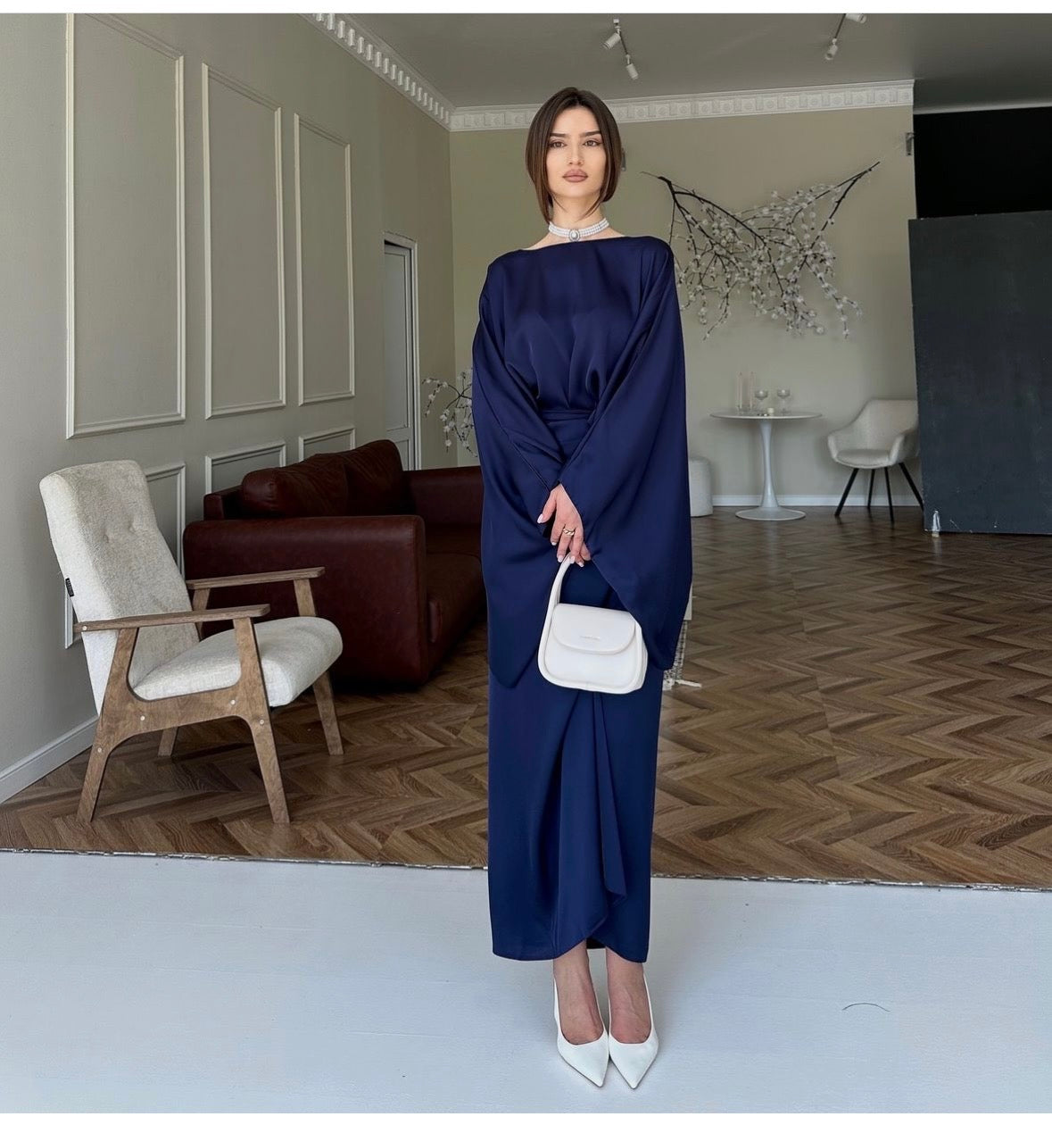 Satin Wrap around Dress by LabelbyLeena