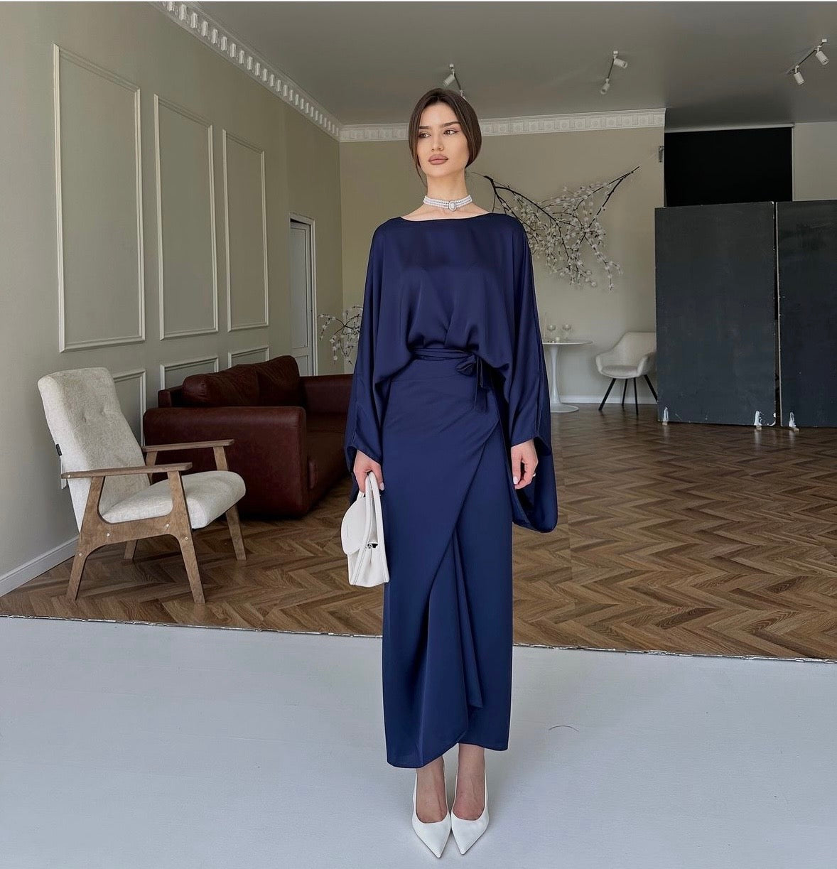 Satin Wrap around Dress by LabelbyLeena