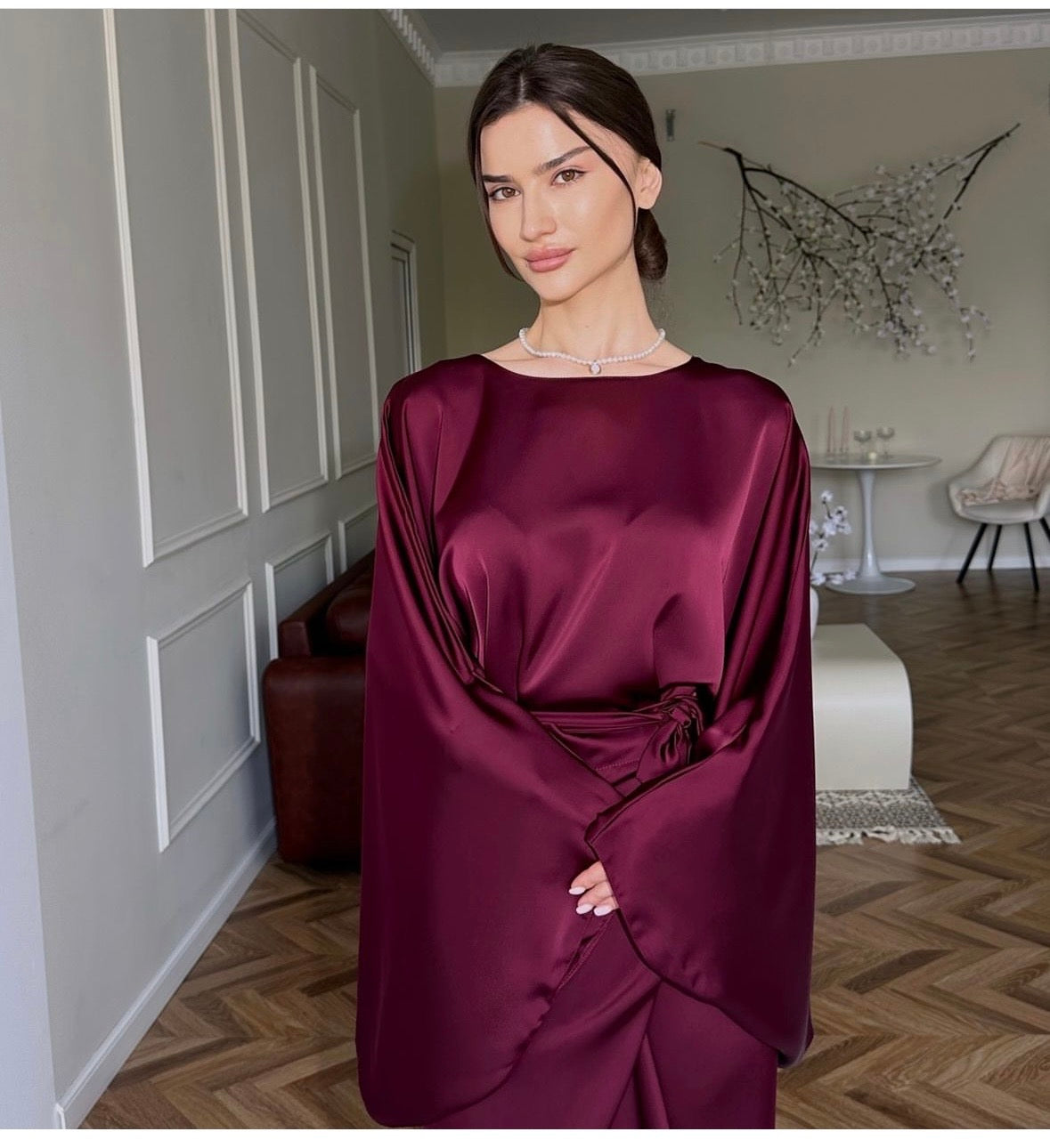 Satin Wrap around Dress by LabelbyLeena