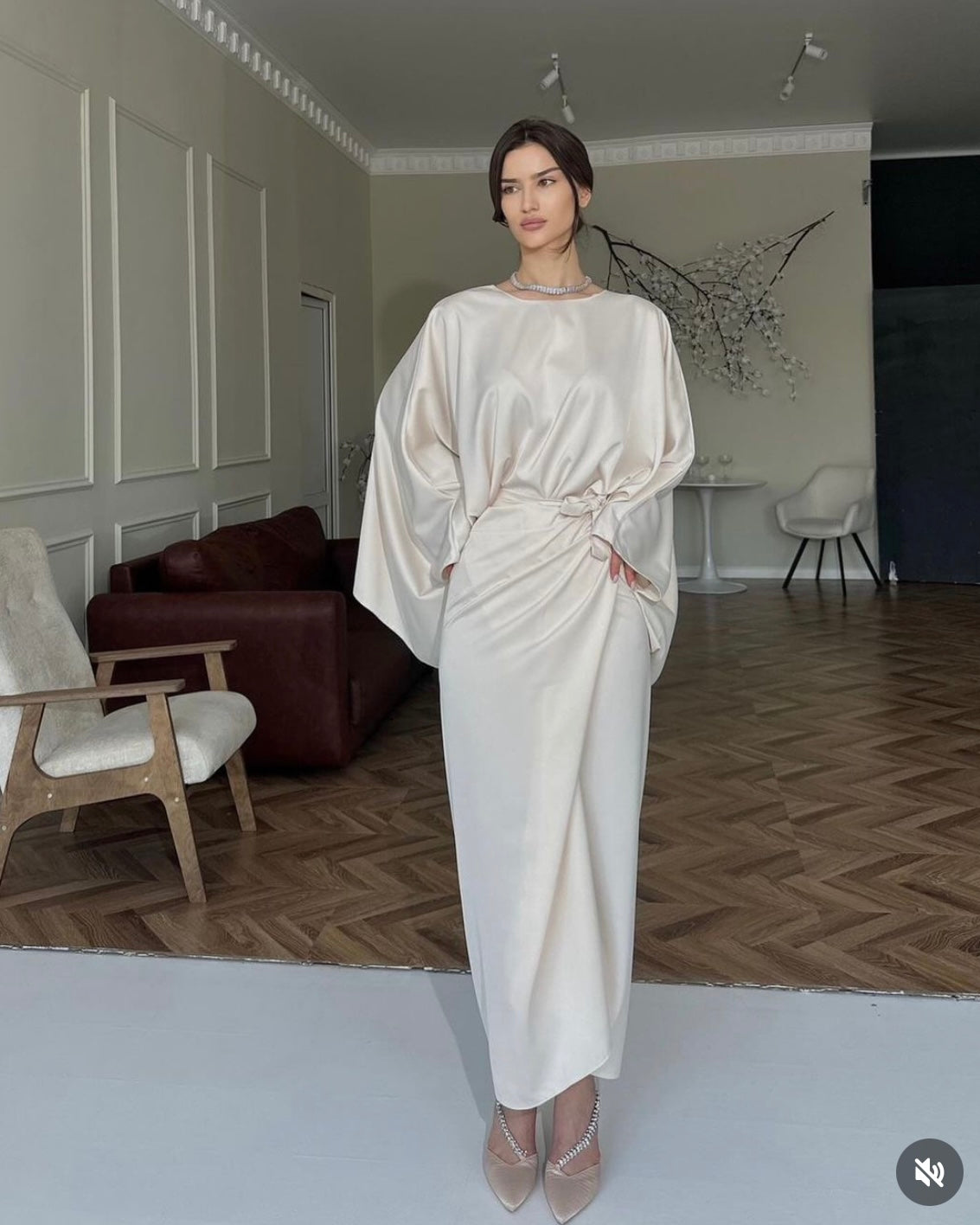 Satin Wrap around Dress by LabelbyLeena