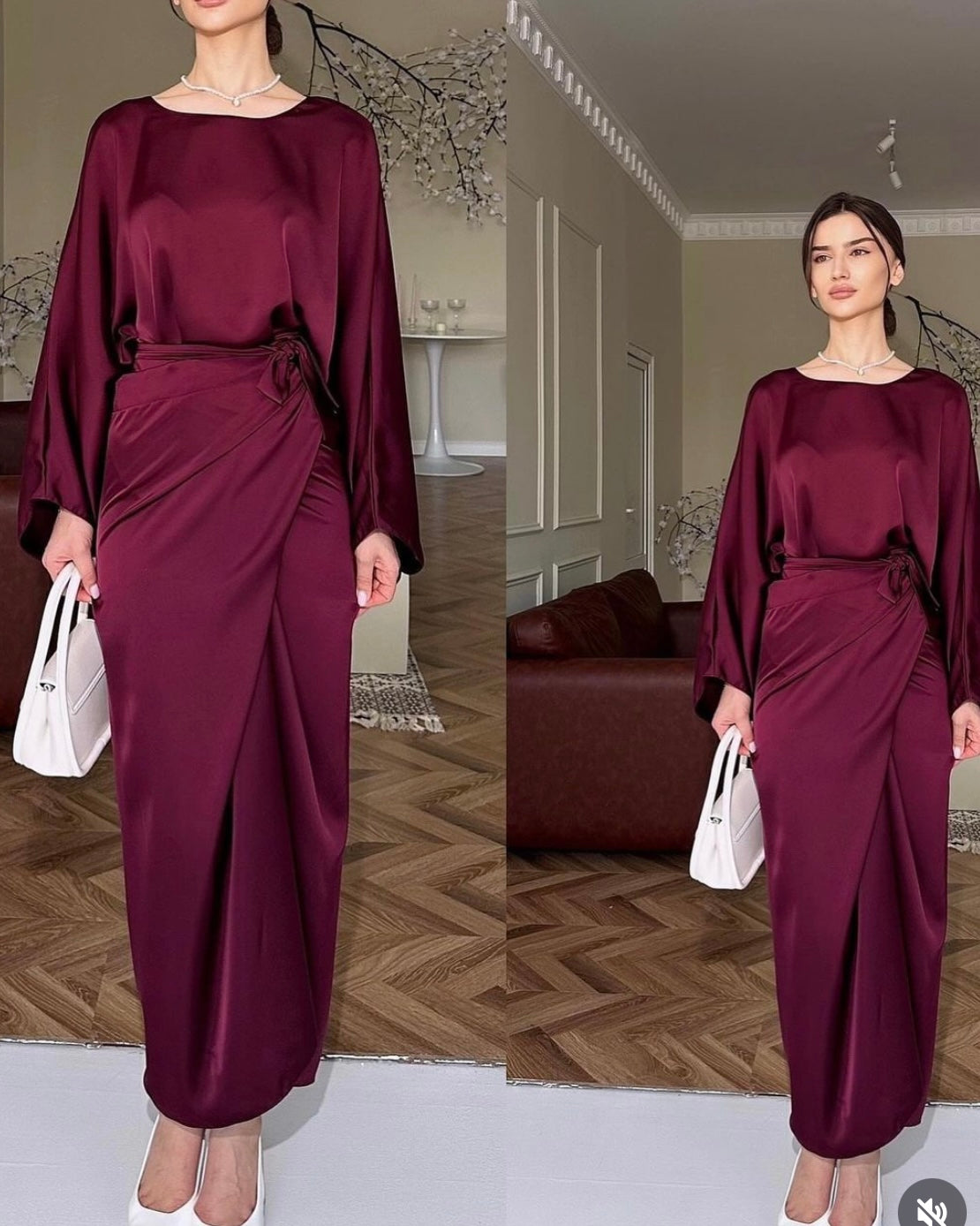 Satin Wrap around Dress by LabelbyLeena