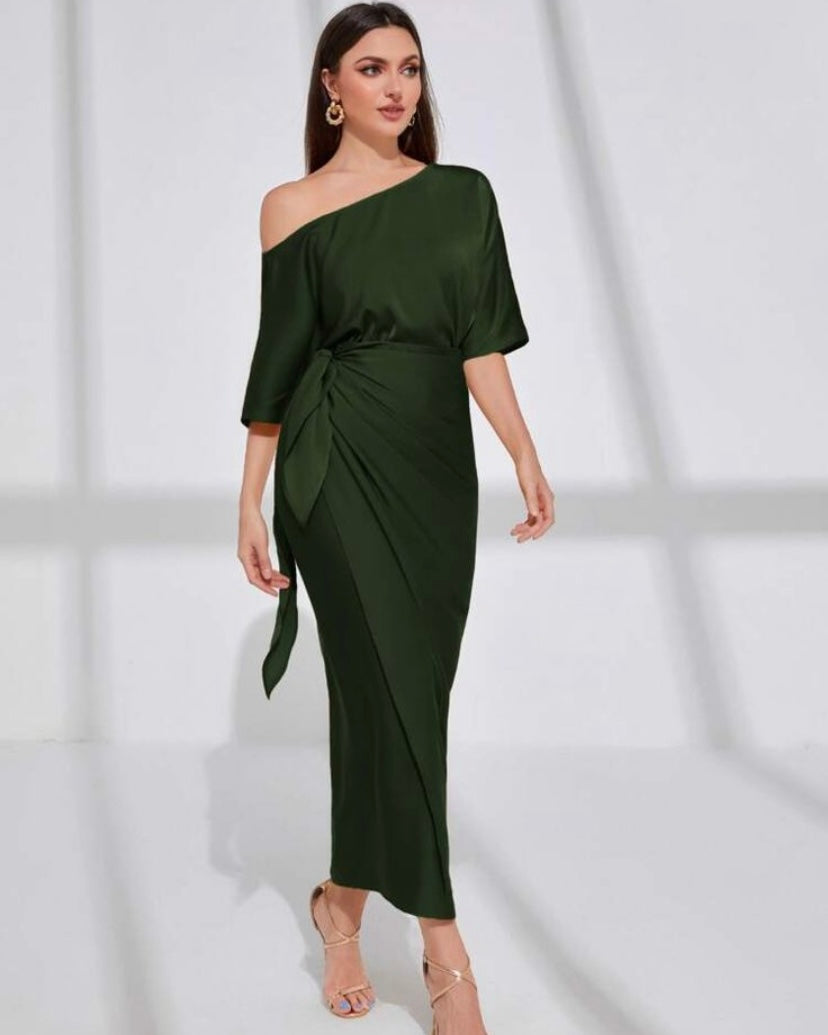 Off-Shoulder Wrap around Dress by LabelbyLeena