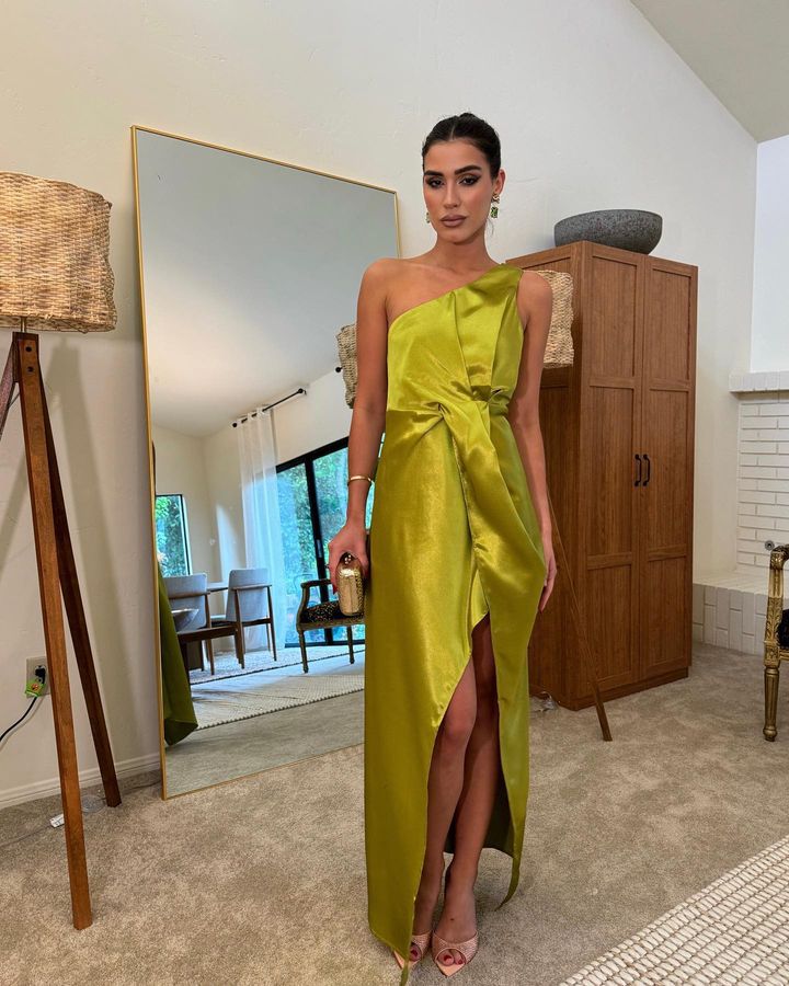 Gold Satin Dress by Labelbyleena