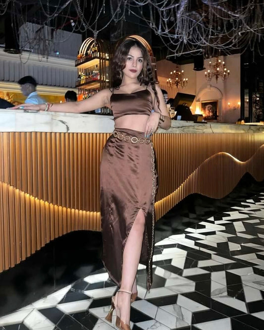 Crop Top with Side Slot Skirt by LabelbyLeena