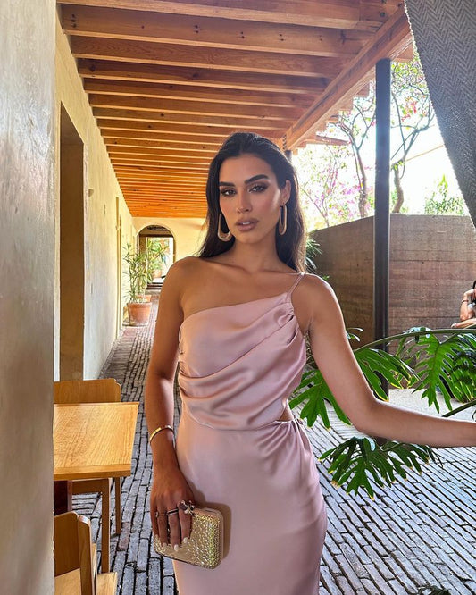 Pink Satin Dress by Labelbyleena