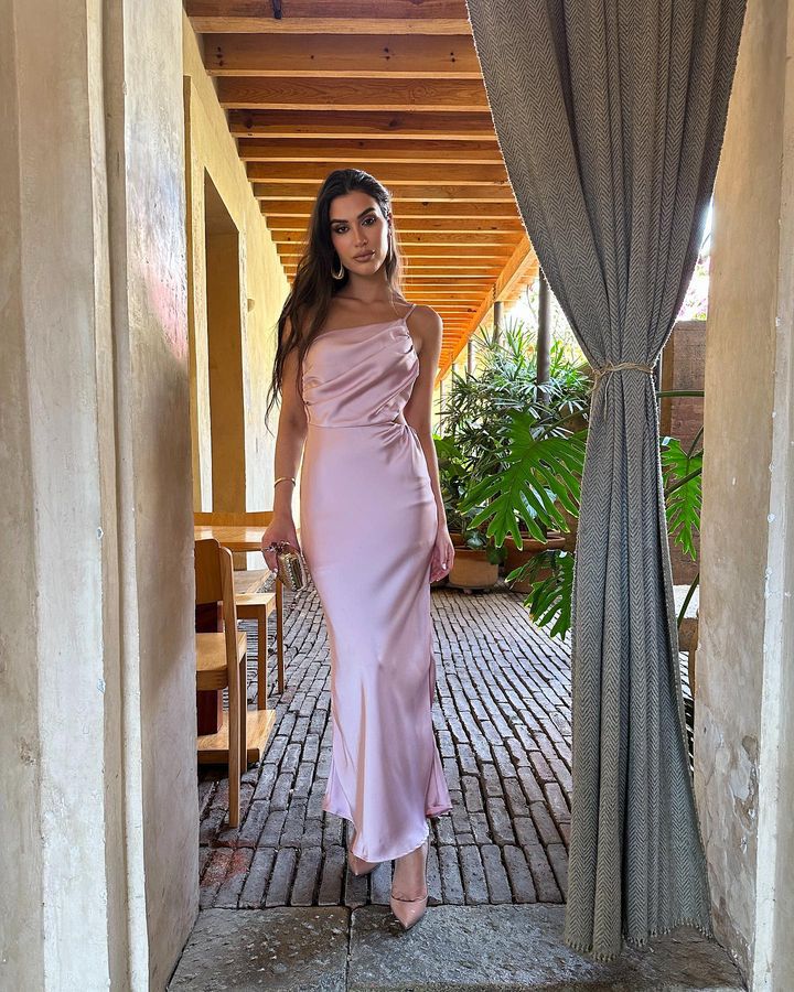 Pink Satin Dress by Labelbyleena