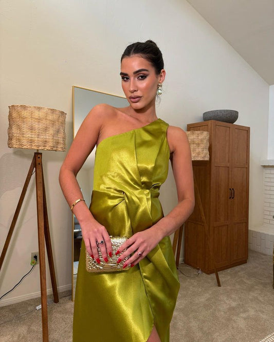 Gold Satin Dress by Labelbyleena